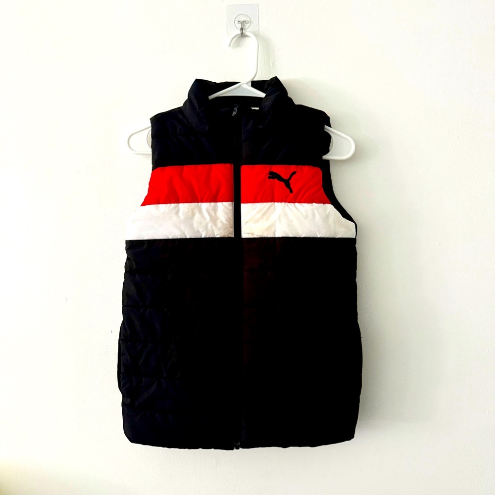 Puma Red White and Black Zip Up Vest, women’s size extra small (XS)